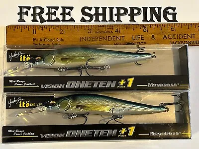 LOT OF 2 Megabass Ito Vision 110+1 GG THREADFIN SHAD COLOR JERKBAIT LURES NIPS • $60