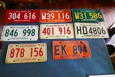 Vintage Lot Of 8 License Plates Illinois 1961-1969 Without 1964 Lot 24-6-F • $29.99