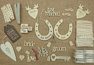 East Of India Wedding Signs Wooden Just Married Mr & Mrs Happy Ever After Gift • £3.99