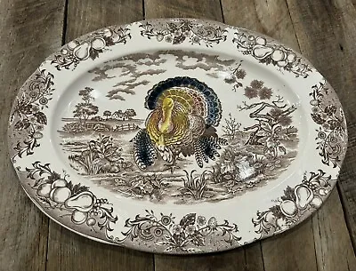 Vtg Transferware Turkey Platter 18”X13” Thanksgiving Serving Meat Platter Japan • $25