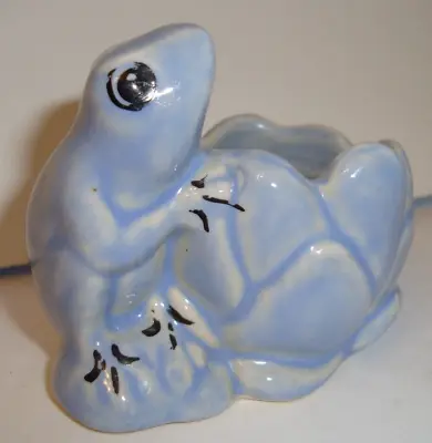 Small Vintage Frog Planter Blue 3  Collectible Pottery Unmarked • $12.99