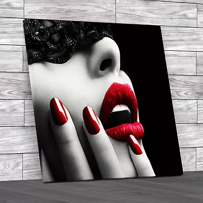 Nails And Lips Woman Square Original Canvas Print Large Picture Wall Art • £39.95