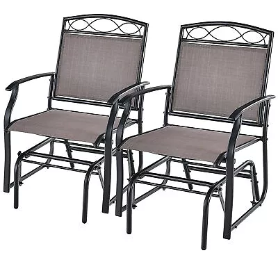 2PCS Patio Swing Glider Chairs Outdoor Metal Glider Armchairs Garden Poolside • $148.49