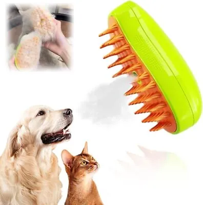 NEW 3 In1 Rechargeable Steamy Cat Grooming Brush Electric Pet Hair Removal Combs • £8.49