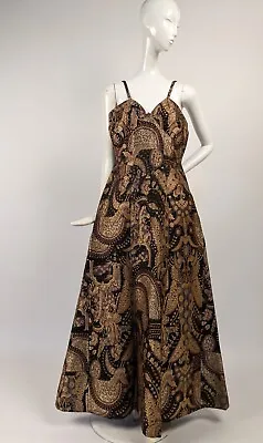 Custom Made Vintage 1940’s Rich Griffon Figural Brocade Long Dress • $385