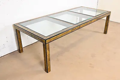 Bernhard Rohne For Mastercraft Acid Etched Brass Extension Dining Table 1970s • $4995