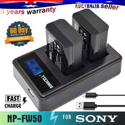 $30.99 • Buy 2x 1500mAh NP-FW50 Battery & Dual Charger For Sony Alpha A7 A7ii A6300 A6000
