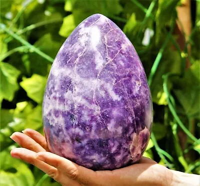 Huge 185MM Purple Lepidolite Crystal Quartz Healing Energy Stone Egg Specimen • $302.32