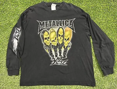 VTG 2003 Metallica Caricature Band Tour Long Sleeve Shirt Men's XL Distressed • $89.99