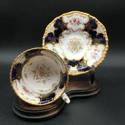 Coalport Batwing Cobalt Blue Gold Floral Demitasse Espresso Cup Saucer Set Cs184 • £71.21