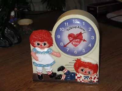 1974 VINTAGE Raggedy Ann & Andy Wind-Up Talking Alarm Clock FREE SHIPPING • $49.95