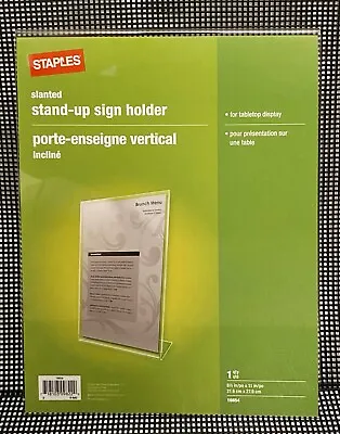 Clear Plastic Sign Holder Stand-Up Slanted 8 1/2 × 11 • $8