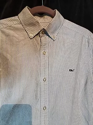 Vineyard Vines Whale Shirt Oxford Sm Blue Pin Stripe Long Sleeve Button Down Men • $17.99