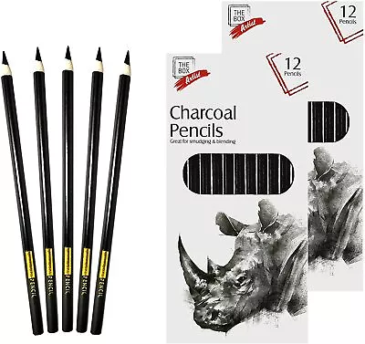 12 Pcs  Artist Charcoal Pencils For Drawing Sketching Lettering ART UK • £2.99