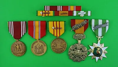 ARMY VIETNAM WAR 5 MEDALS & MOUNTED 5 RIBBON BAR  - USA - 8 Campaigns T2 • $119.95