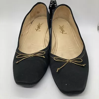 Yves Saint Laurent Black Ballerina Flat Shoes Ladies  Size 7.5  FREE POSTAGE • $95