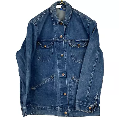 Vintage Wrangler Denim Jean Jacket Medium Blue 80s • $38.24