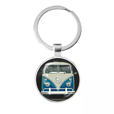 Green Hippie Peace Sign Kombi Bus Keychain(1only) • $10.95