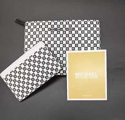 Michael Kors Money Pieces Wallet BLK/WHITE Leather Carryall MSRP $108 NWT • $44.97