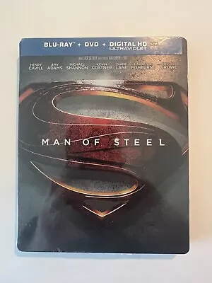 Superman MAN OF STEEL (Blu-Ray DVD Digital Code  Collectible STEELBOOK) NEW • $24.97