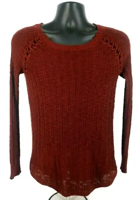 PINK REPUBLIC Womens Pullover Knit Sweater SIZE S Long Sleeve Burgundy Cotton • $17.99