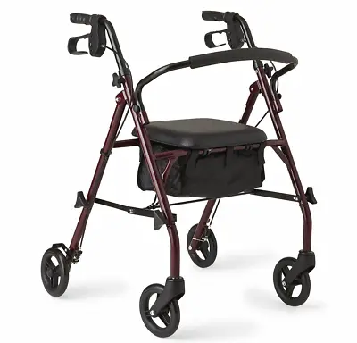 Medical Adult Rollator Walker Portable Folding Chair Seat For Handicap Disabled • $103.90
