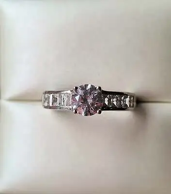 Swarovski Zirconia Engagement Style Ring 925 Sterling Silver SIZE Q • £34.99