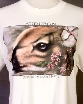 Vintage 80s 90s Soft Thin Audubon Doe Eyes By Larry Martin T-Shirt Deer Nature M • $28.79