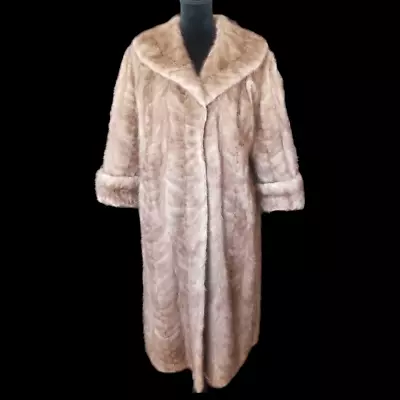 Natelsons Vintage Rare Herringbone Mink Fur Coat Full Length Natural Blonde XL • $367