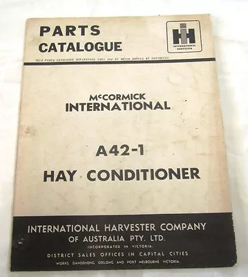 1967  McCORMICK International A42-1 HAY CONDITIONER  Parts Catalogue • $19.99