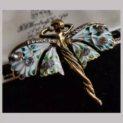 Vintage Art Nouveau Style Fairy Nymph Brooch Shawl Pin Pendant Jewellery Gift • $9.99