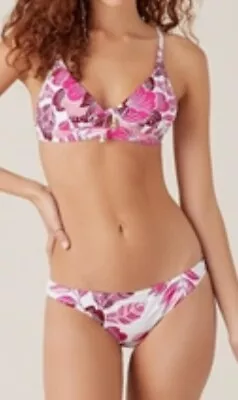 Tigerlily Bikini Set Bnwt Size L 14 Luana Pink White Floral Tri Bra Rrp$179 🩷 • $54.99