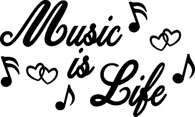 5 Inch Music Is Life Decal Window Sticker Car Concert Rock Love Show Band Notes • $3.50