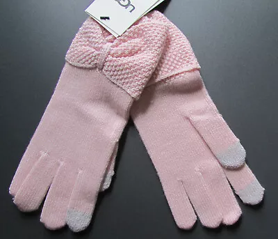 UGG Gloves Knit Bows Smart Text Touchscreen Light Pink New • $38