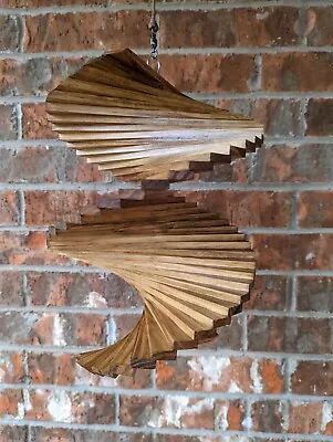 Wood Spiral Wind Spinner - 11  High X 8  Wide Wood Stained Fully Assembled • $17.60