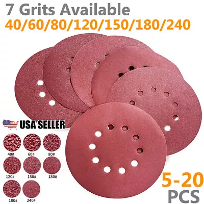 9 Inch 10-Hole Sanding Disc Drywall Sander Paper Hook Loop 40 60 80 120 240 Grit • $11.99