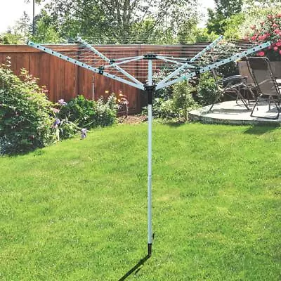 4 Arm 45m Rotary Airer Outdoor Washing Line Clothes Dryer Free Ground Spike  • £35.95