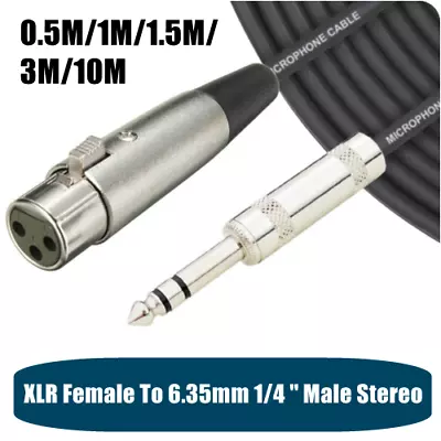 XLR Female To 6.35mm Stereo 1/4 '' Male Balanced Cable TRS Microphone Jack Lead • $5.95