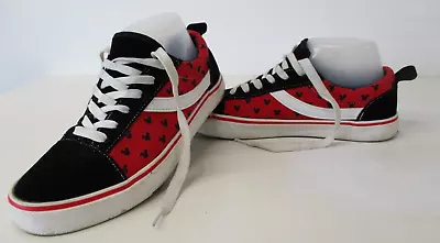 DISNEY MICKEY MOUSE Low Top Trainers Canvas Shoes Red & Black UK 4 Eur 37 • £12