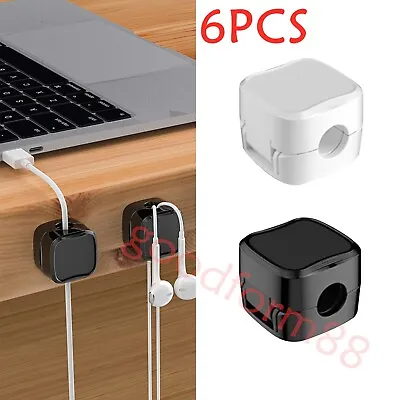 6pcs Magnetic Cable Clips Self-Adhesive Cord Organizer Holder Desk Cables Fixed` • £4.89