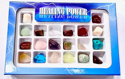 £9.99 • Buy Healing Crystals Tumble Stones 12-20mm Chakra Gemstone Gift Tray Pack Of 20 New