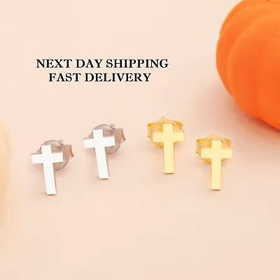 $12 • Buy Cross Stud Earrings In 925K Sterling Silver And 14K Gold Plated Hypoallergenic