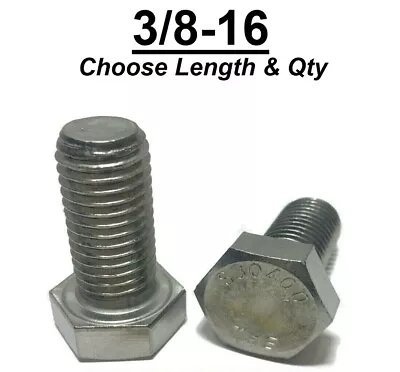 $17.42 • Buy 3/8-16 Stainless Steel Hex Cap Screw Bolt (All Sizes & Qty's) 18-8 / 304 Grade