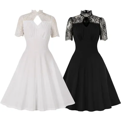 $34.57 • Buy Vintage Lace Swing Dress Women's Party Skater Prom 1950s Style Dress Rockabilly