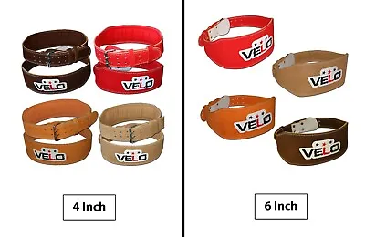 VELO Weight Lifting 4  Leather Back Support Suede Belt Gym Power Strap Training • £20.99