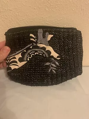 Vera Bradley Giraffe Black Woven Makeup Accessories Bag Handbag • $14.99