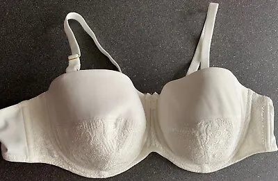 CHARNOS Superfit Lace Multiway Strapless Bra 32E Ivory White Softly Padded U/W • £22