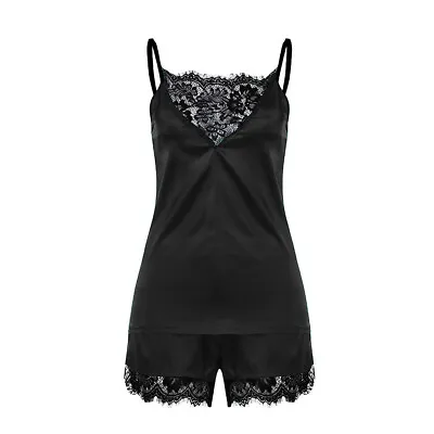 £6.47 • Buy Women Sexy Satin Silk Lace Cami Vest Shorts Pyjamas Lingerie Sleepwear Set UK