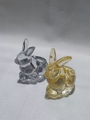  Sonoma Small 2 Bunny Rabbit Taper Candle Holder Glass Easter Pastel Yellow/Clr • $10