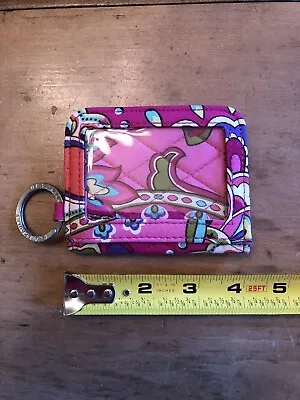 Vera Bradley Snap Close ID CASE Bi-Fold Multi-Color Pink  W/Key Ring-NICE • $7.99